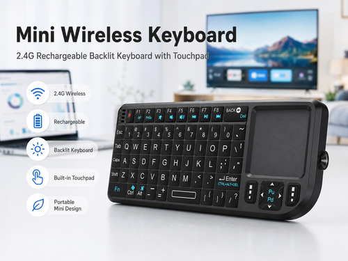 💥 Last Day 49% OFF -Mini Wireless Keyboard, 2.4G Rechargeable Backlight Keyboard with Touchpad