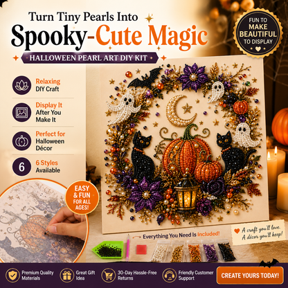 💥 Last Day 49% OFF – 👻✨ Halloween Pearl Art DIY Kit – Turn Tiny Pearls into Spooky-Cute Magic