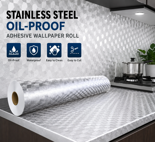 Stainless Steel Kitchen Oil-Proof Adhesive Wallpaper Roll