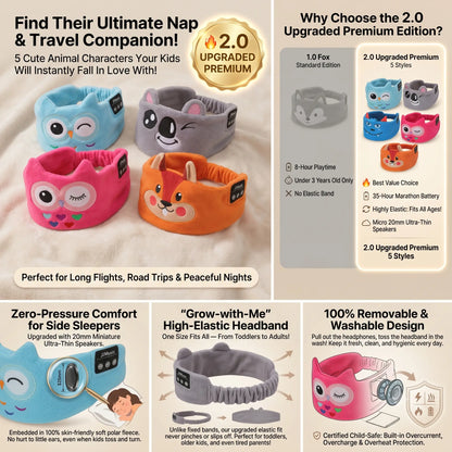 🎵 Kids Bluetooth Sports Headband 🧸 Ultra-Thin Speaker Sweatband Sleep Mask, 8–35H Playtime Washable Travel Music Gear