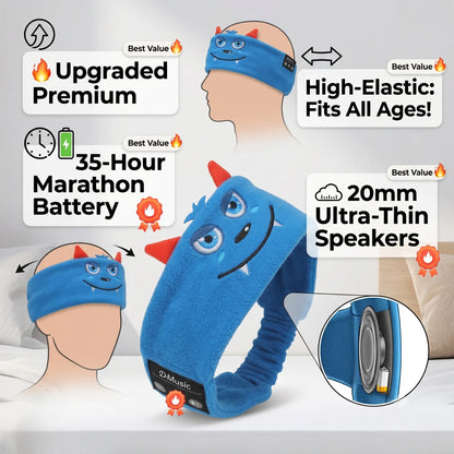 🎵 Kids Bluetooth Sports Headband 🧸 Ultra-Thin Speaker Sweatband Sleep Mask, 8–35H Playtime Washable Travel Music Gear