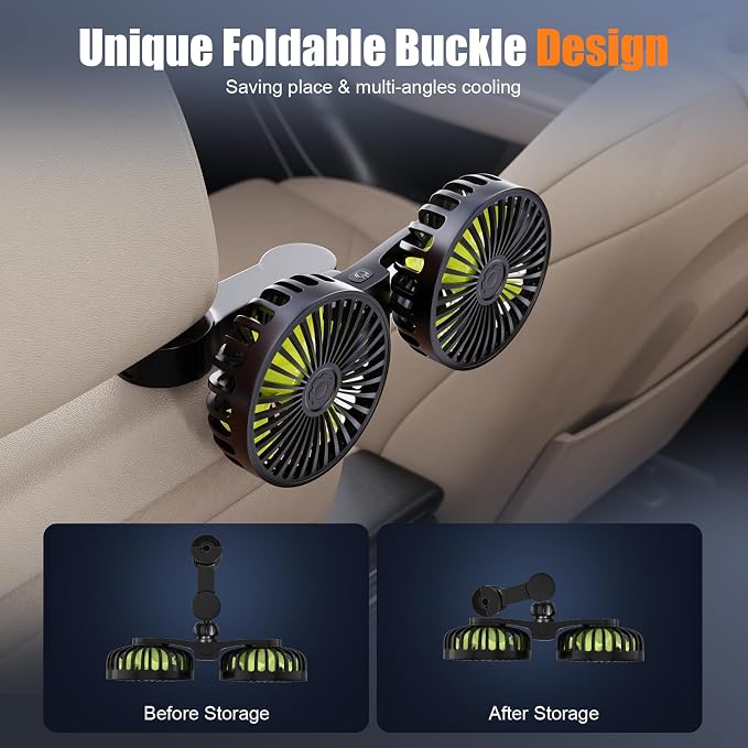 ❄️ Dual-Head USB Car Fan — Keep Your Backseat Cool