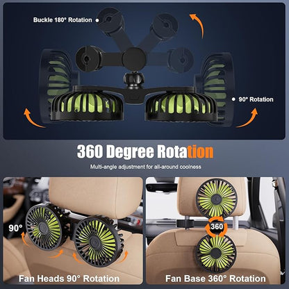 ❄️ Dual-Head USB Car Fan — Keep Your Backseat Cool