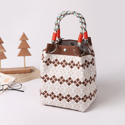 👜Boho Woven Polyester Bucket Bag