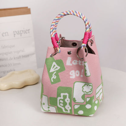 👜Boho Woven Polyester Bucket Bag
