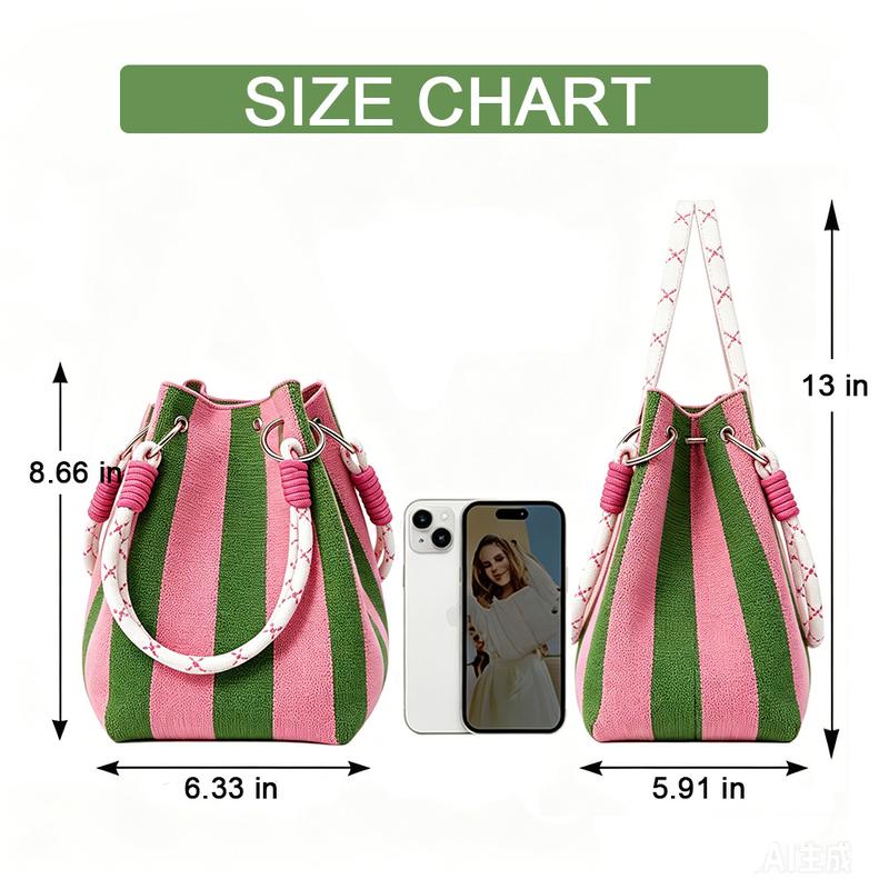 👜Boho Woven Polyester Bucket Bag