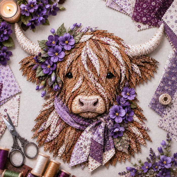🔥 LAST DAY · 49% OFF Highland Cow 3D Fabric Art DIY Kit Pre-cut pieces—glue or stitch your own cozy birth-flower décor.