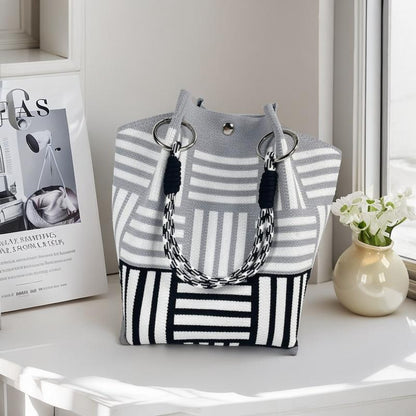 👜Boho Woven Polyester Bucket Bag