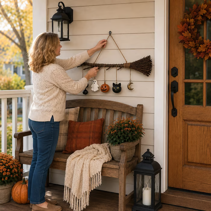 🔥Last Day 49% OFF -Lighted Fall Broom Wall Hanging🍂