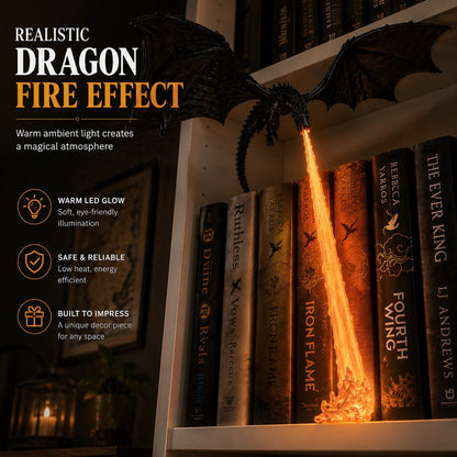 🐉 Fire-Breathing Dragon Bookshelf Decor Lamp + LED Flame Light Kit