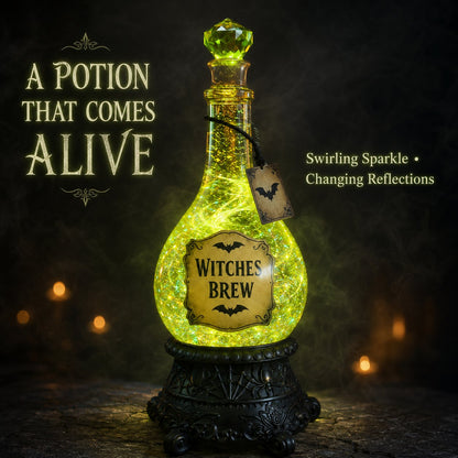 Lighted Witches’ Brew Poison Bottle Glitter Globe