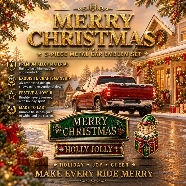 🔥 3-Piece Christmas Car Emblem Metal Badge Set – Multiple Festive Character Styles Available