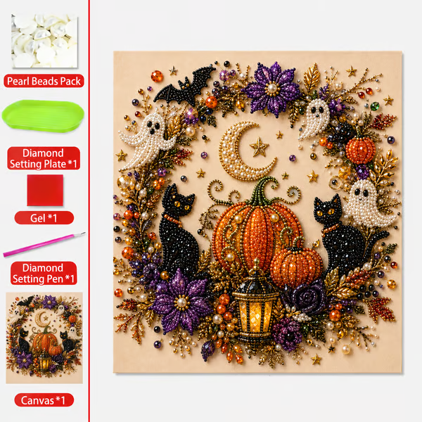 Halloween ghost pearl art DIY process