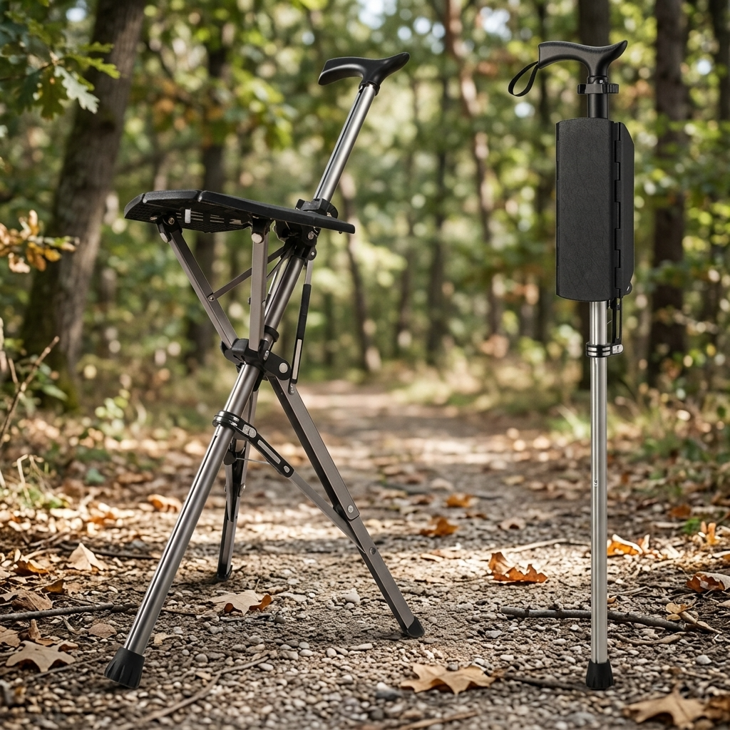 Elderly Foldable Walking Chair Stick - Image 2
