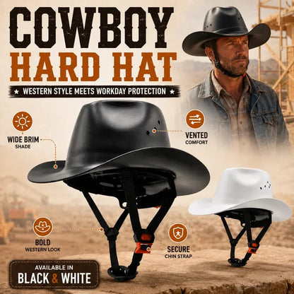 Western Cowboy Hard Hat, Vented Wide Brim Safety Helmet for Construction & Ranch Workers