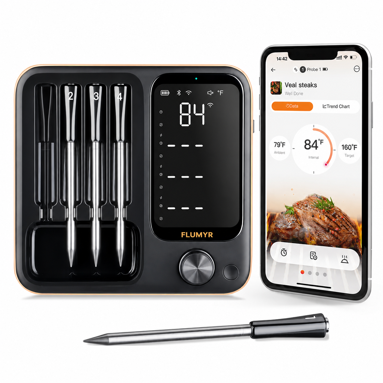🔥 Restocked! Smart Wireless Meat Thermometer | WiFi & Bluetooth BBQ Cooking Gadget 🌡️