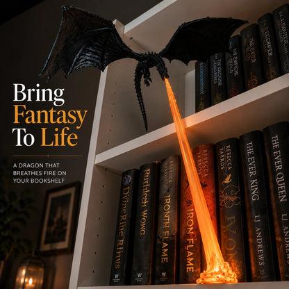 🐉 Fire-Breathing Dragon Bookshelf Decor Lamp + LED Flame Light Kit