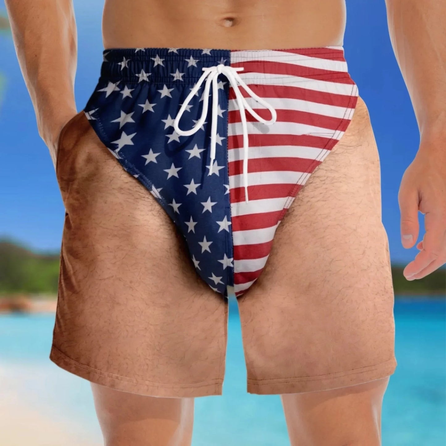 US Funny Patriotic Men’s Swim Trunks – Freedom & Chill Summer Beach Shorts 🏖️😎