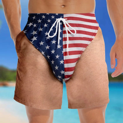 US Funny Patriotic Men’s Swim Trunks – Freedom & Chill Summer Beach Shorts 🏖️😎