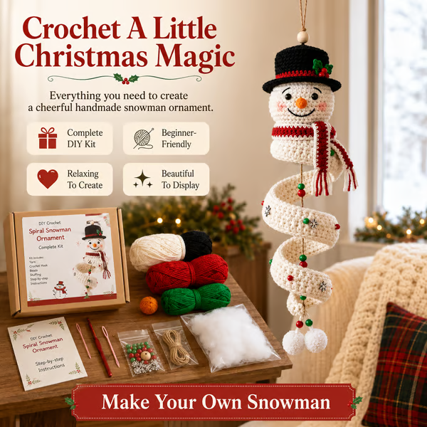 ☃️ DIY Crochet Snowman Kit 🧶🎄 | Last Day: 49% OFF! 🔥
