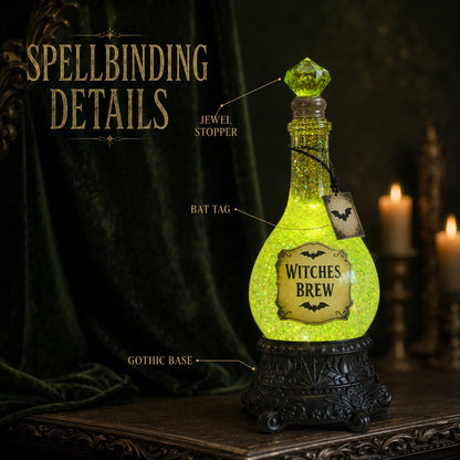 Lighted Witches’ Brew Poison Bottle Glitter Globe